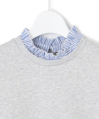 23区 S 【洗える】クリアコットンテリー ストライプフリル スウェット ライトグレー系