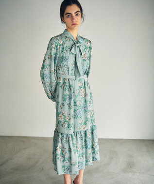 GRACE CONTINENTAL フラワー刺繍ボウタイワンピース