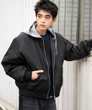 WEGO 【ユニセックス着用ITEM】パテッドフードMA－1 ブラック