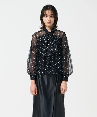 GRACE CONTINENTAL チュールドットボウタイブラウス ブラック