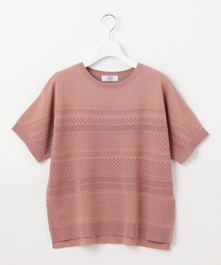 J.PRESS LADIES 【洗える】LACY ニットプルオーバー ローズピンク系