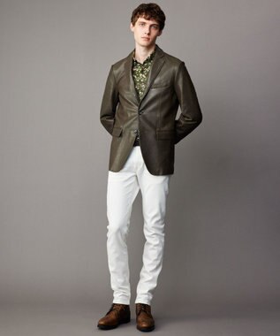 JOSEPH ABBOUD 【キングサイズ・長く育てたいサスティナブルなレザー】ラムレザージャケット オリーブ系