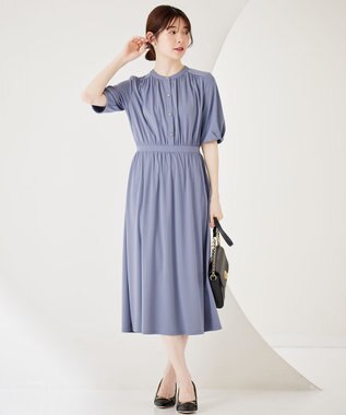 ANY SIS 【接触冷感・吸水速乾・UVケア】エアリードレープスムース ワンピース ブルー