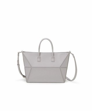 TOPKAPI 【TREASURE TOPKAPI】フェイクレザー ジオメトリック ショルダー付 トートバッグ ライトグレー