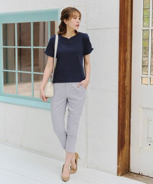 Tiaclasse 【UVケア・接触冷感】“あまラク” ハートネックカットソートップス ネイビー