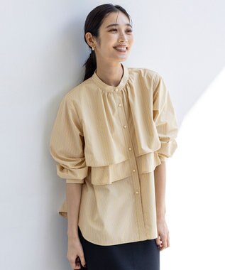 ANY SIS L 【洗える】ラッフルレイヤード ブラウス イエロー系