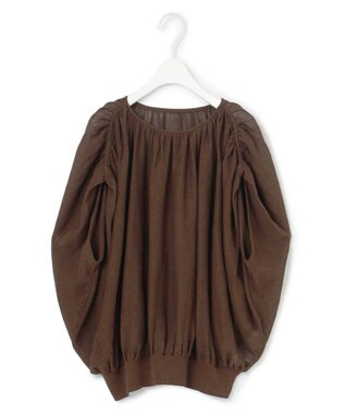 ICB L 【洗える】アセテートペーパーハイゲージ プルオーバーニット チョコレートブラウン系