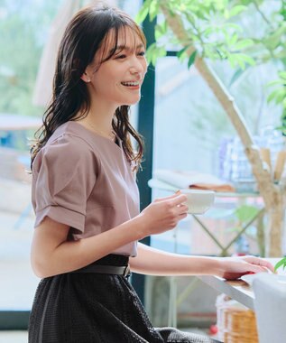 Tiaclasse 【UVケア・接触冷感】“あまラク” ハートネックカットソートップス ピンクモカ