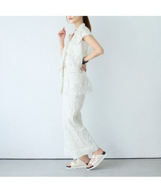 MODE ET JACOMO <carino>厚底ビジューバックルサンダル アイボリー