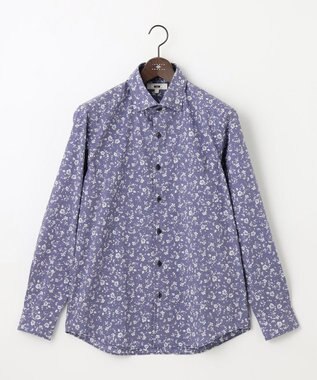 JOSEPH ABBOUD 【洗える】フラワーモチーフストレッチ シャツ ネイビー系5