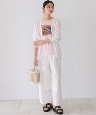 組曲 シアーニットVネック カーディガン ホワイト系