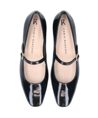 INTER-CHAUSSURES 【FABIO RUSCONI】スクエアトウワンストラップパンプス ブラックコンビ