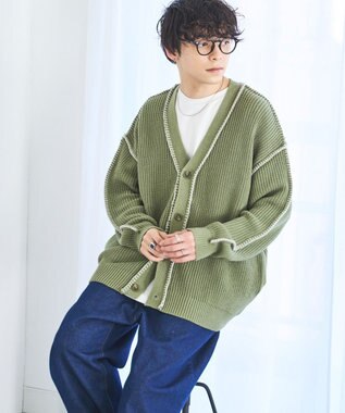 WEGO ハンドステッチカーディガン グリーン