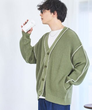 WEGO ハンドステッチカーディガン グリーン