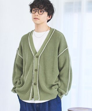 WEGO ハンドステッチカーディガン グリーン