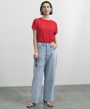 UNFILO L 【UNFILO DENIM/新色追加】撥水ストレッチ ルーズワイドデニム 【NEW】アイスブルー