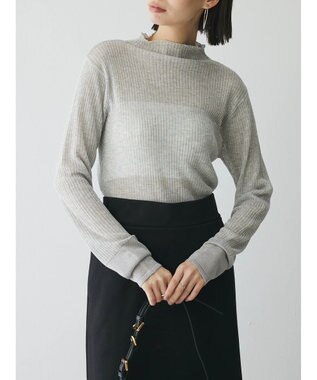 Green Parks AnriettMusee ラメ切替スリーブリブシアーニット Light Gray