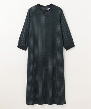 J.PRESS LADIES 【洗える】シュリンクデシン ジオメトリックプリント ワンピース ダークグリーン系5