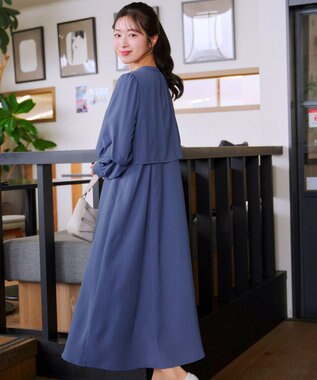 Tiaclasse つまみタック袖ワンピース ブルー