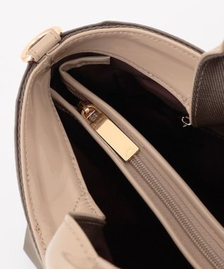 LA BAGAGERIE ツイルナイロン×エナメル 2WAYトートバッグ Mサイズ グレージュ