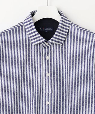 23区GOLF 【MEN/キングサイズ】【吸水速乾/UVカット】ストライプロゴ 長袖シャツ ダルブルー系2