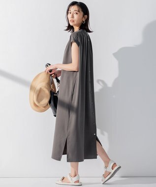23区 S 【前後着用可能】フィブリルツイル ギャザー ワンピース グレー系