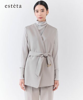 23区 【エステータ】ライトダブルクロス ジレ グレージュ