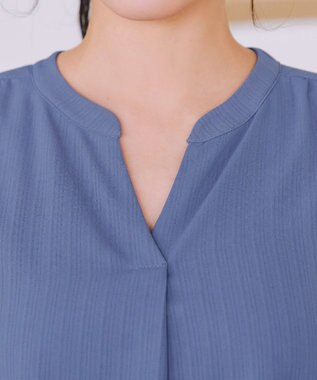 Tiaclasse つまみタック袖ワンピース ブルー