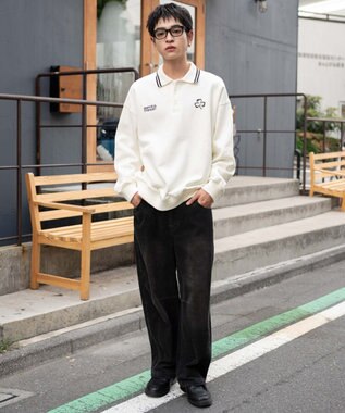 WEGO 【ユニセックス着用ITEM/MLサイズ展開】モチーフロゴポロスウェット ホワイトアイボリー