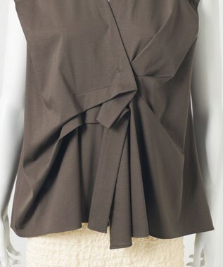 23区 【GOLD LABEL】ファインスムースジャージー カシュクールデザイン カットソー ブラウン系