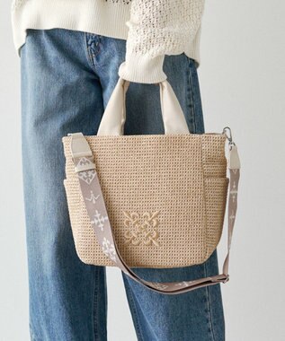 russet ナイロンラフィア2WAYトートバッグ(CE-1711) Ivory