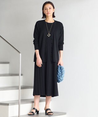 自由区 【洗える・XSサイズあり】ハイツイストコットンアセテート カーディガン ネイビー系