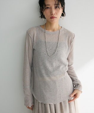 Green Parks シアーワッフルプルオーバー Gray