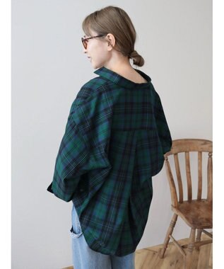 AMERICAN HOLIC イージーケアバックタックシャツ Check Green