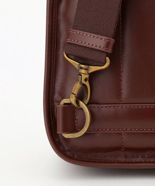 JOSEPH ABBOUD 【軽量/コンパクト/牛革】オイルドレザーボディー バッグ ダークブラウン系