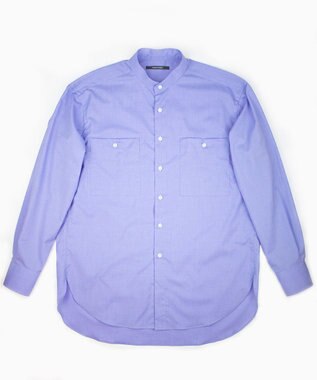 KASHIYAMA GIZA 100/2 バンドカラーシャツ ブルーシャンブレー