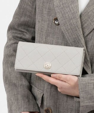CLATHAS ベール 被せ長財布 ライトグレー