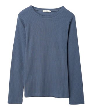 earth music&ecology チェーンリブクルーネックプルオーバー Blue