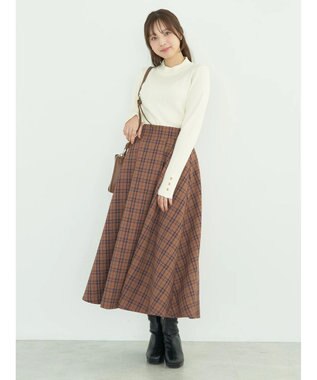 earth music&ecology ゴールド釦スリーブリブプルオーバー Ivory