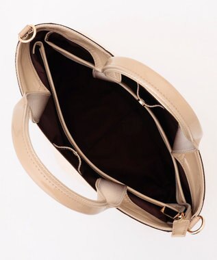 LA BAGAGERIE ツイルナイロン×エナメル 2WAYトートバッグ Mサイズ アイボリー