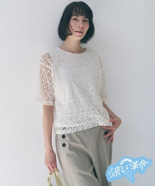 シアー エンブロイダリー Tシャツ