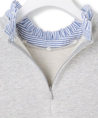 23区 S 【洗える】クリアコットンテリー ストライプフリル スウェット ライトグレー系