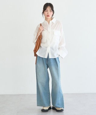 earth music&ecology Ｗポケットシャツ Off White