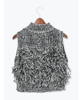 Te chichi ループ編みコンパクトジップベスト グレー