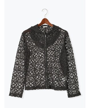 Te chichi レースジップアップフーディー チャコールグレー