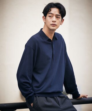 UNFILO MENS 【男女兼用】ソフトサーモ アンチピリングニット ポロ ネイビー