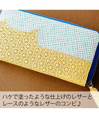 tsumori chisato CARRY スプリングねこパズル ラウンドファスナー長財布 イエロー