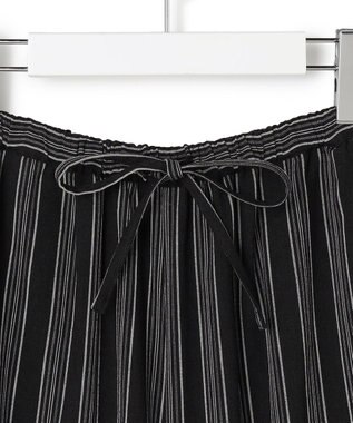 J.PRESS YORK STREET 【WOMEN】リネンストライプ イージーワイド パンツ ブラック系1