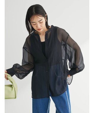 Green Parks ・ＥＬＥＮＣＡＲＥ　ＤＵＥ　シアーバックリボンチュニック Black