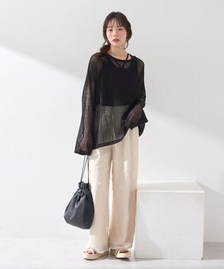 earth music&ecology ＳＥＴ２点メッシュプルオーバー＋タンクトップ Black